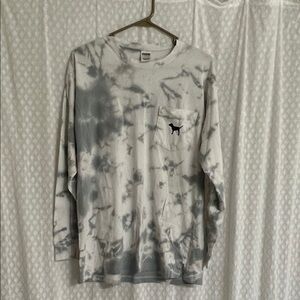 PINK Victoria's Secret Gray Tie-Dye Long Sleeve Tee
